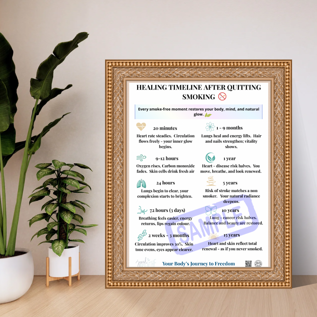 Healing Timeline After Quitting Smoking | A4 & A3 Printable Wellness Poster | Modern Educational Wall Art | Smoke-Free Recovery Gift | Skin Century Made With Love