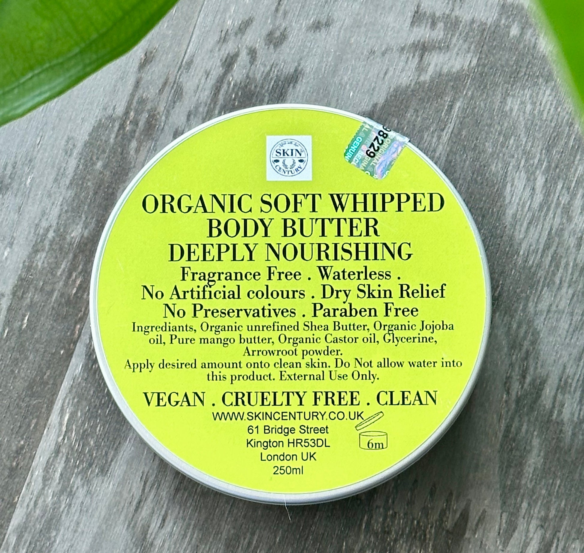 Organic Whipped Body Butter with Castor Oil, Skin Century Made With Love