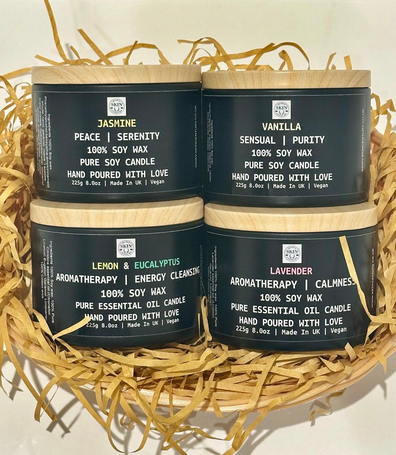 Four- Candle Gift Set - Jasmine • Vanilla • Lemon Eucalyptus • Lavender.