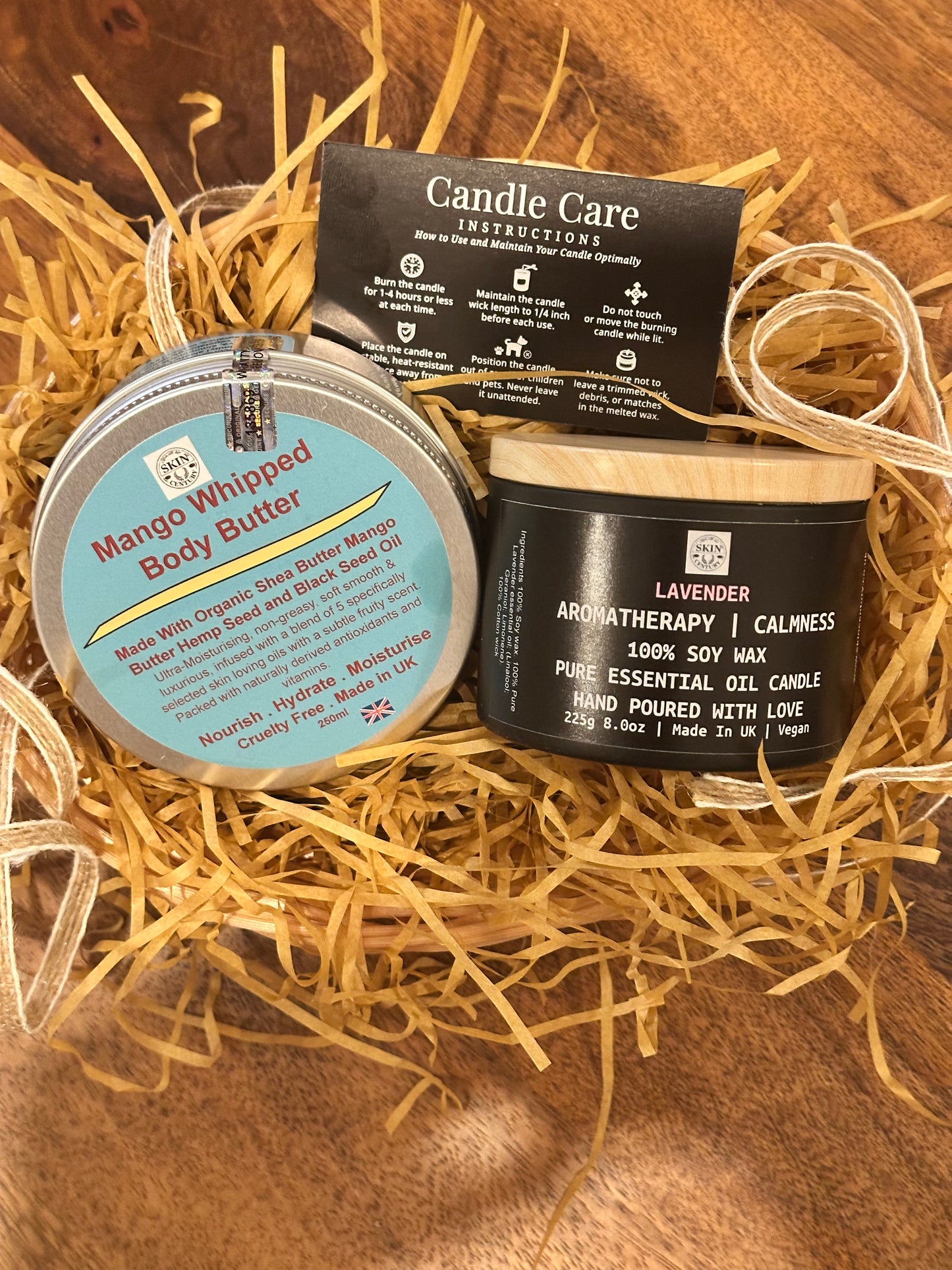 Calm & Glow Set — Lavender Candle + Mango Body Butter | Self Care Gift | Relaxation | Skin Century
