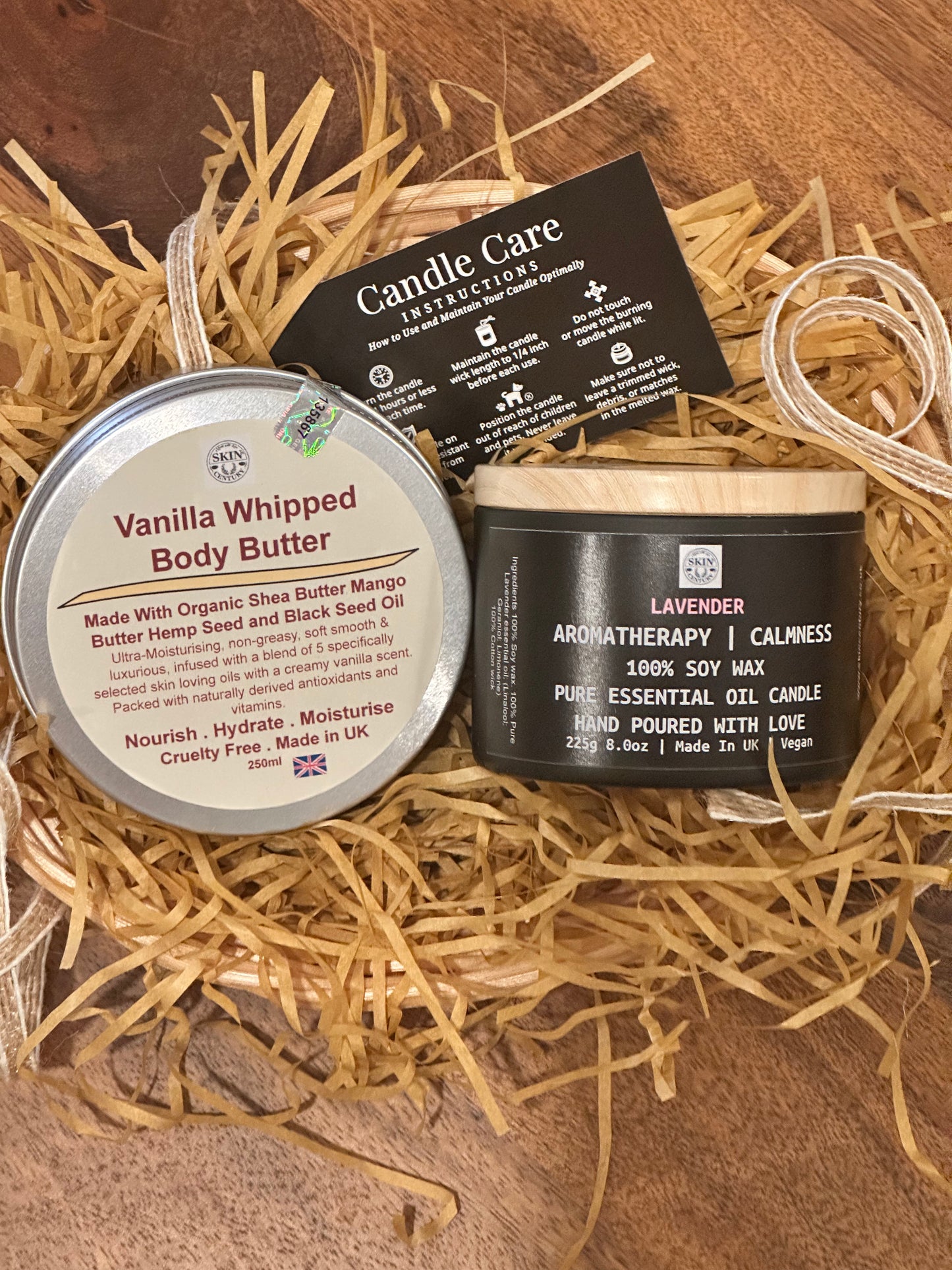 Calm & Glow Set — Lavender Candle + Vanilla Body Butter | Self Care Gift | Relaxation | Skin Century