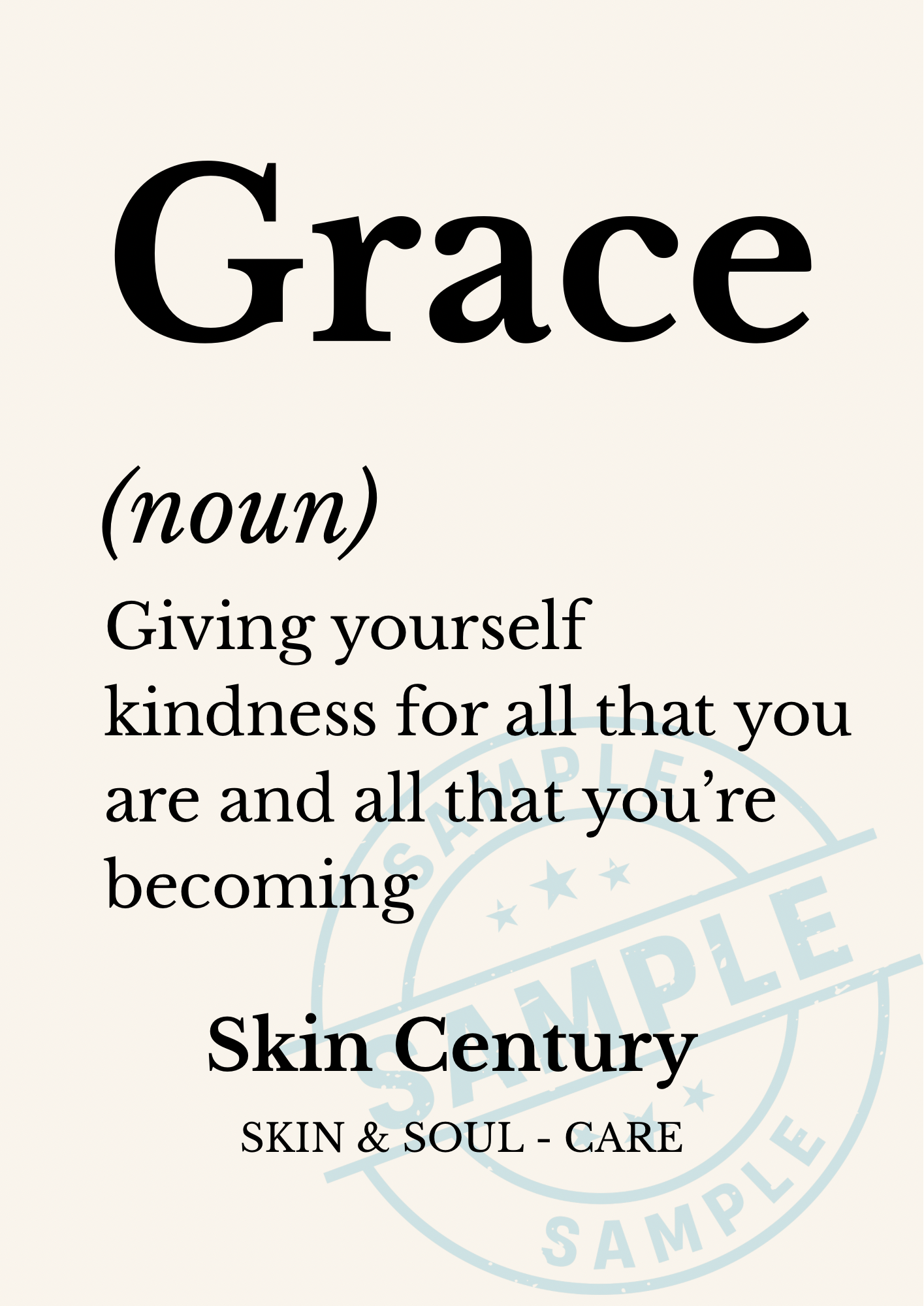 Grace Definition Print | Minimalist Wall Art | A4 A3 Digital Download | Modern Neutral Poster | Inspirational Quote | Skin & Soul-Care Decor