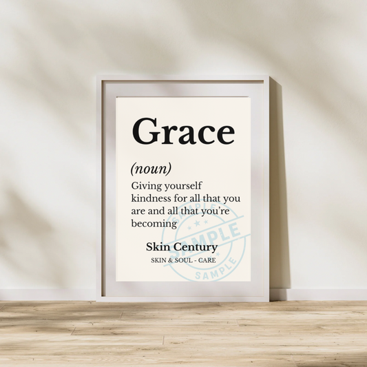 Grace Definition Print | Minimalist Wall Art | A4 A3 Digital Download | Modern Neutral Poster | Inspirational Quote | Skin & Soul-Care Decor
