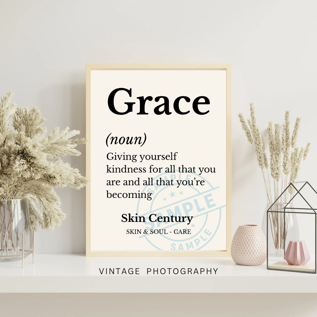 Grace Definition Print | Minimalist Wall Art | A4 A3 Digital Download | Modern Neutral Poster | Inspirational Quote | Skin & Soul-Care Decor